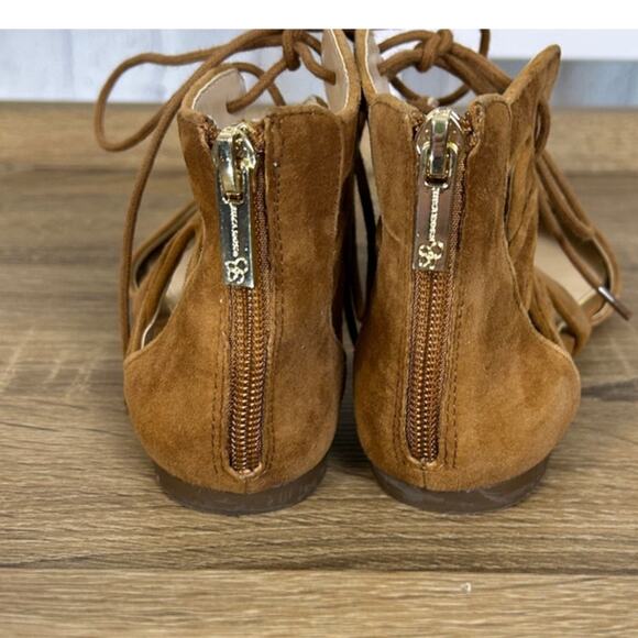 Jessica Simpson Women's Size 6M Ziana Tan Suede Lace Up Pointy Toe Flat Shoes - Picture 6 of 9